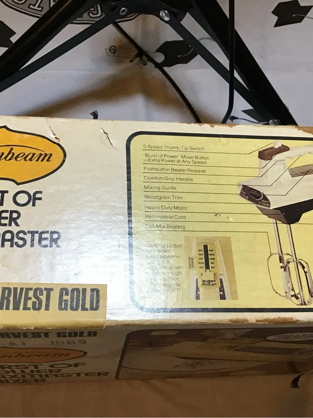Vintage sunbeam mixmaster hand mixer “burst of power” button -Preowned
